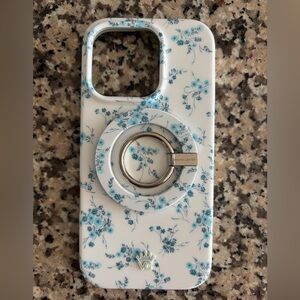 Velvet Caviar White Phone Case with Blue Floral Ring Grip